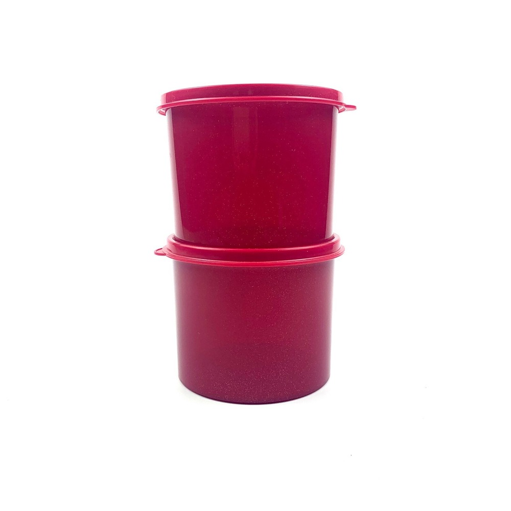 Tupperware Limited Edition Glitter Sparkle Red Canisters w/ Lids 2.5 Cups Lot 2 - Picture 2 of 15